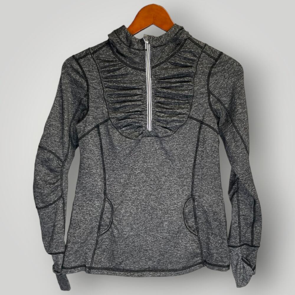 Lululemon 1/4 Zip Heathered Gray Ruched Longsleeve Resolution Small Hoodie